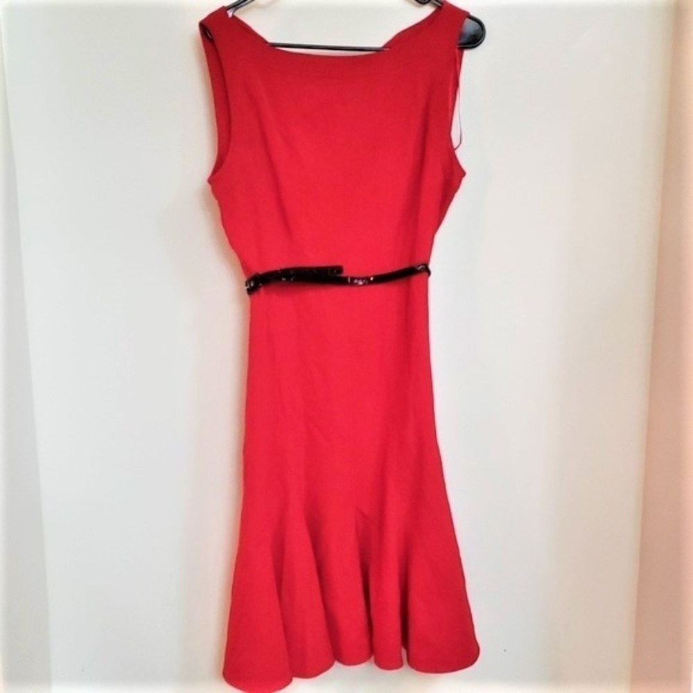 Dress Barn Fit and Flare Belted Red Dress
